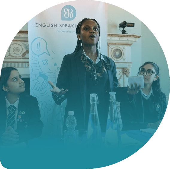 Student speaking at an English-Speaking Union event