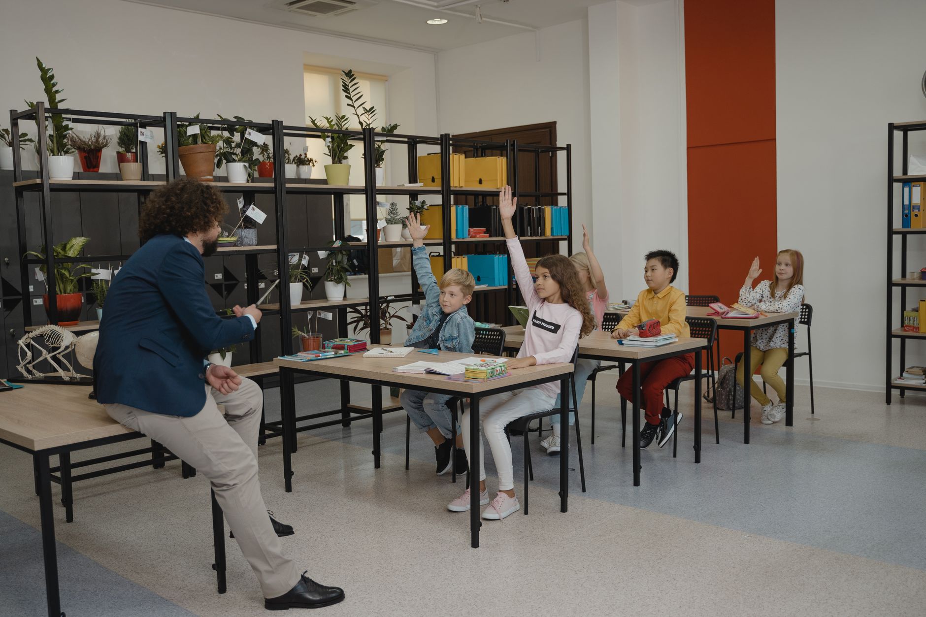 Students participating in a classroom session