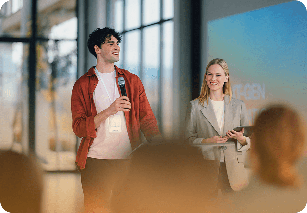 Presenters leading a communication session